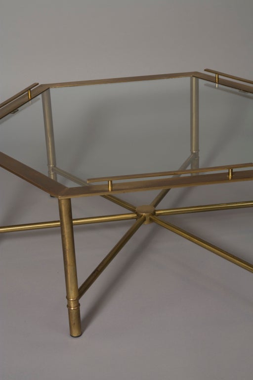 American Bronze Hexagonal Glass Top Coffee Table by Mastercraft