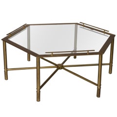 Bronze Hexagonal Glass Top Coffee Table by Mastercraft