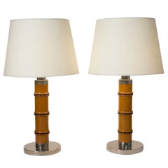 Pair of Large Faux Bamboo Table Lamps