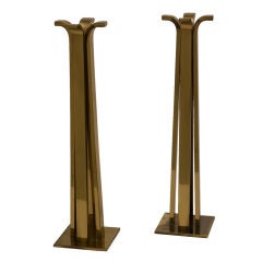 Pair of "Tower" Bronze Candlesticks by Ystad