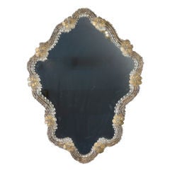 Undulating Ovoid Shaped Murano Glass Mirror