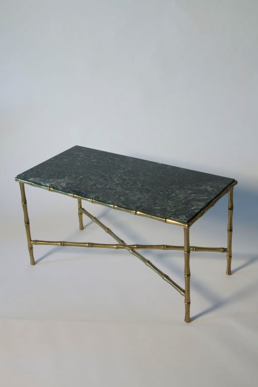 Green Marble Top Faux Bamboo Coffee Table