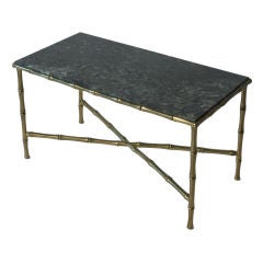 Green Marble Top Faux Bamboo Coffee Table