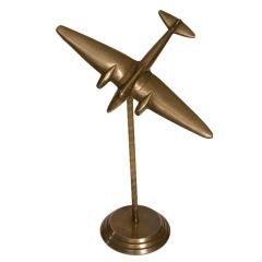 French 1930s Solid Bronze Sculpture of an Airplane