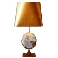 Bronze Lamp with Agate Centerpiece by Willy Daro