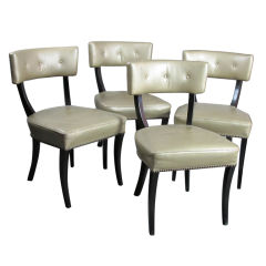 Set of Four Leather Klismos Dining Chairs