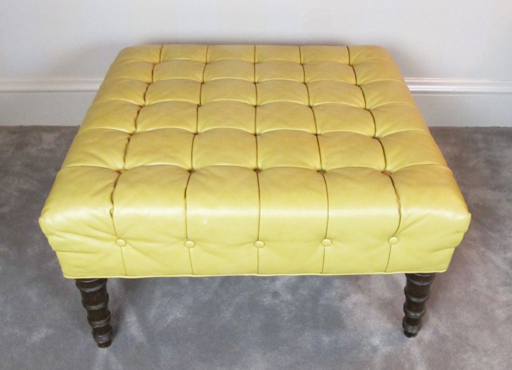 Tufted Leather Ottoman Designed by Edward Wormley for Dunbar For Sale 3