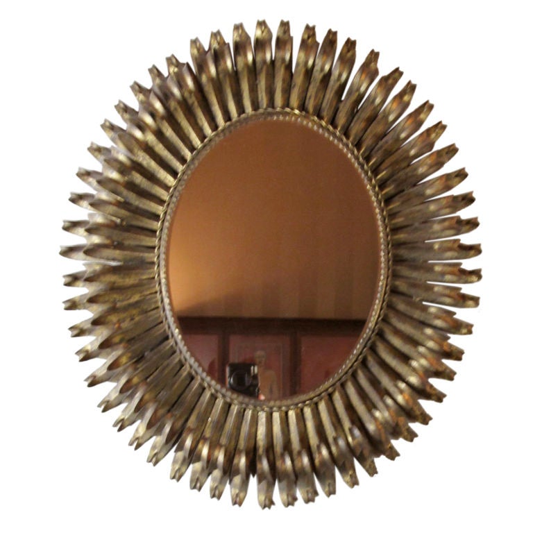 Gilt Metal Oval Spanish Eyelash Mirror