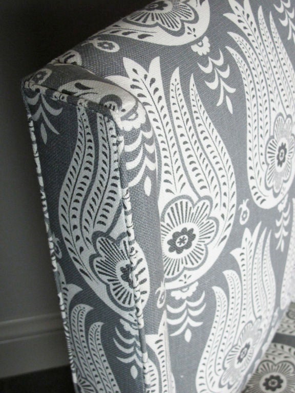 Pair of High Wing Back Chairs in a Matt Murphy Studio Fabric In Excellent Condition In San Francisco, CA
