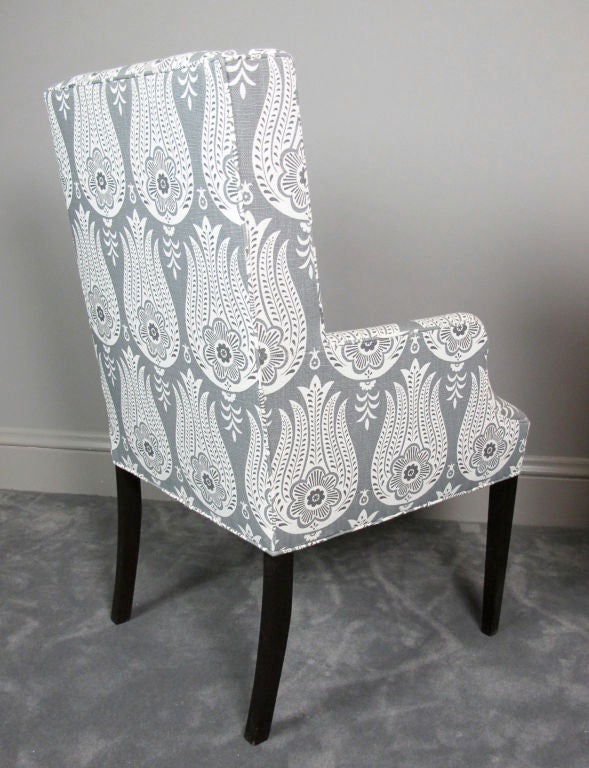 Upholstery Pair of High Wing Back Chairs in a Matt Murphy Studio Fabric