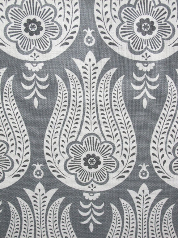 Pair of High Wing Back Chairs in a Matt Murphy Studio Fabric 2