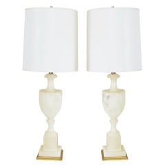 Pair of Tall and Elegant Neoclassical Urn Form Marble Lamps