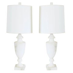 Pair of Neoclassical Urn Form Marble Lamps
