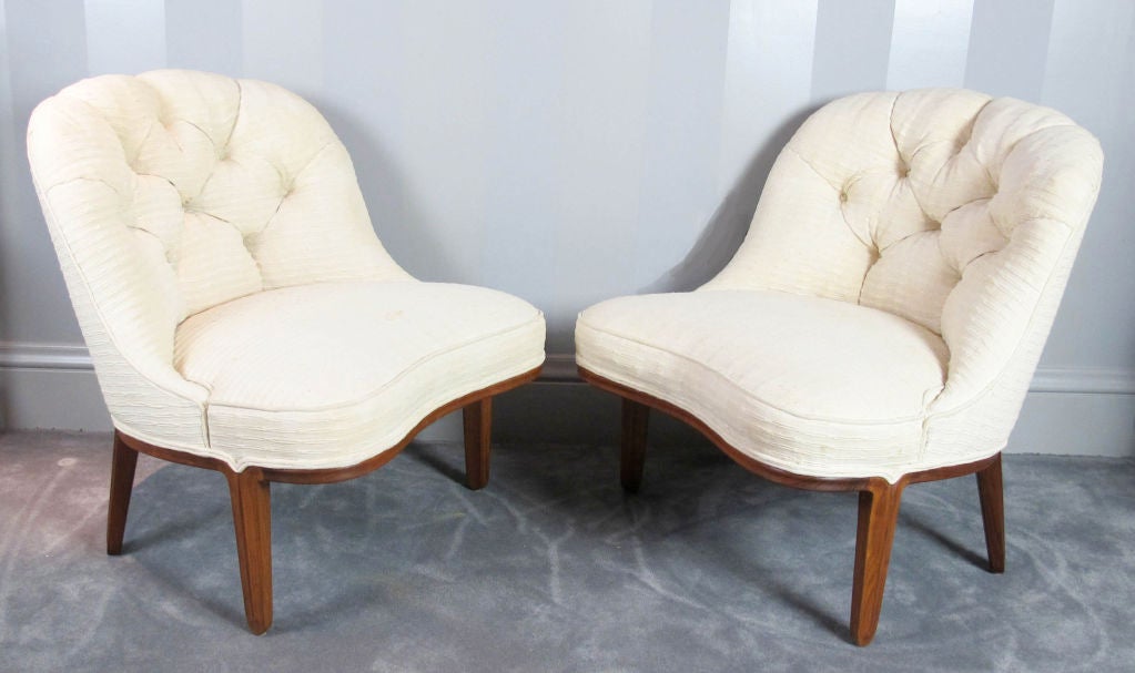 Pair of Edward Wormley Dunbar Janus Slipper Chairs