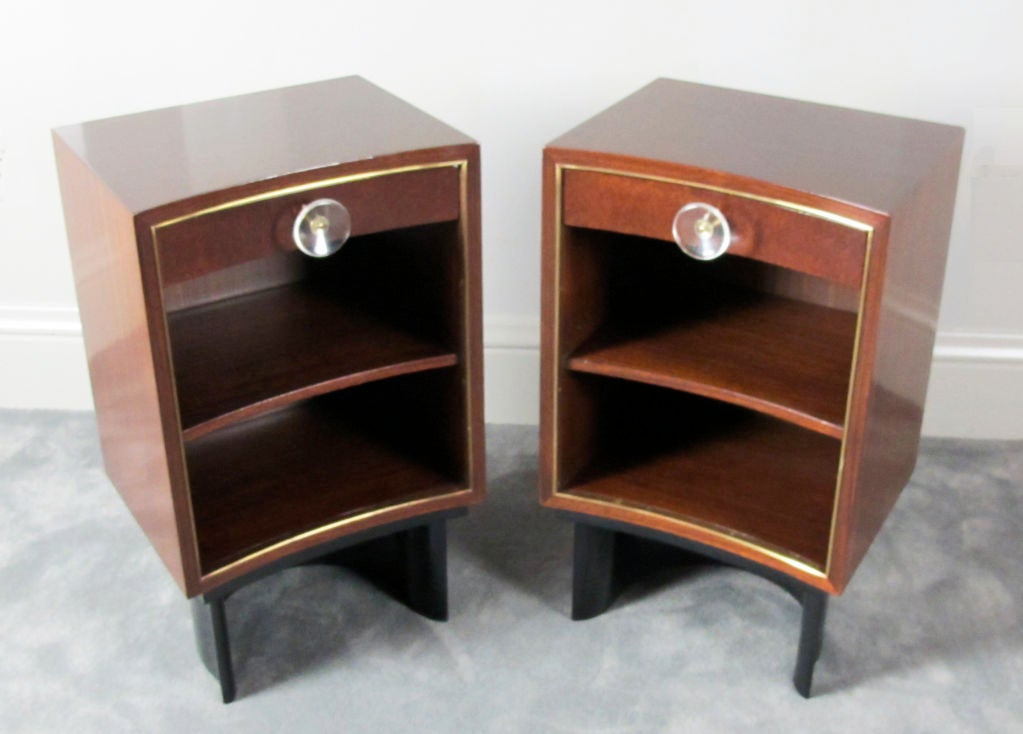 Lacquer Rare Pair of Nightstands Designed by Gilbert Rohde
