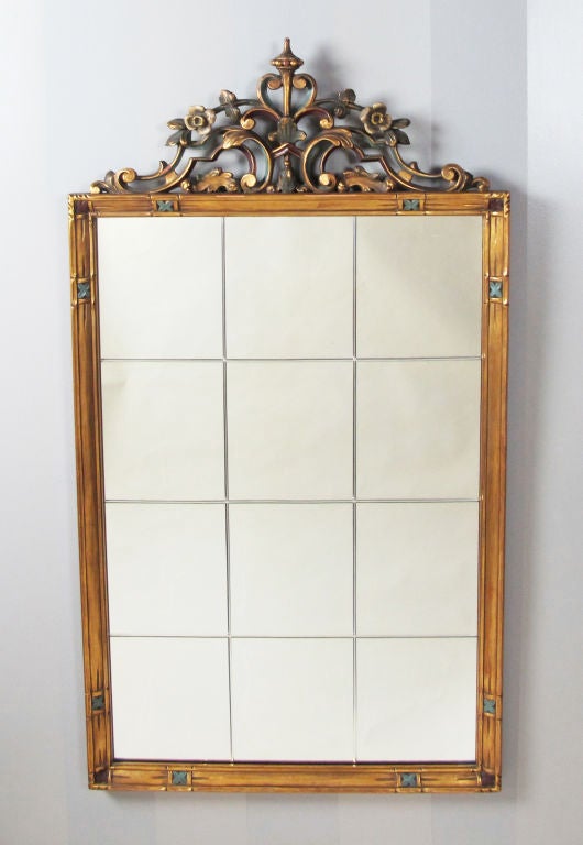 American Gilt Wood Mirror in a Gothic Deco Style