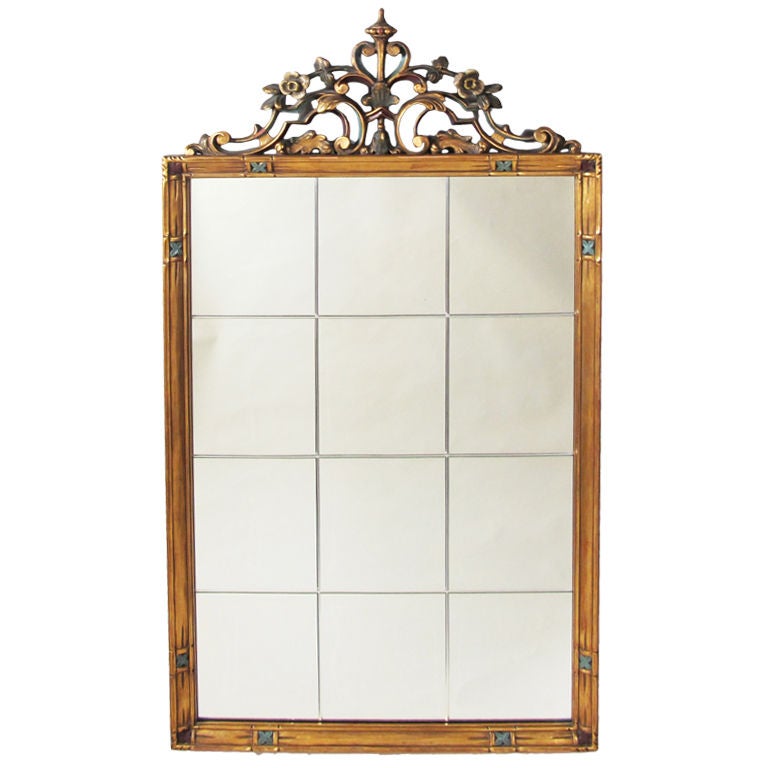 Gilt Wood Mirror in a Gothic Deco Style