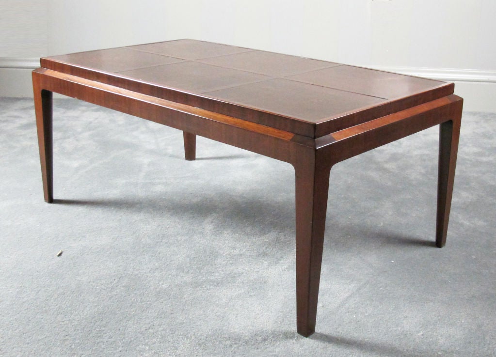 American Elegant Leather-Topped Cocktail Table