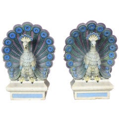 Pair of Cast Stone Peacock Architectural Elements