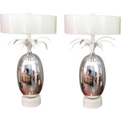Dramatic Pair of Mercury Palm Frond Lamps