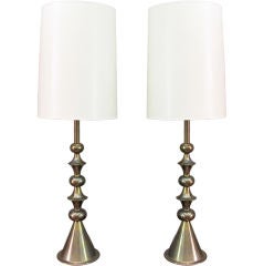 Pair of Modernist Brass Table Lamps by Stiffel