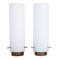 Pair of Modernist Italian Glass Cylinder Lamps