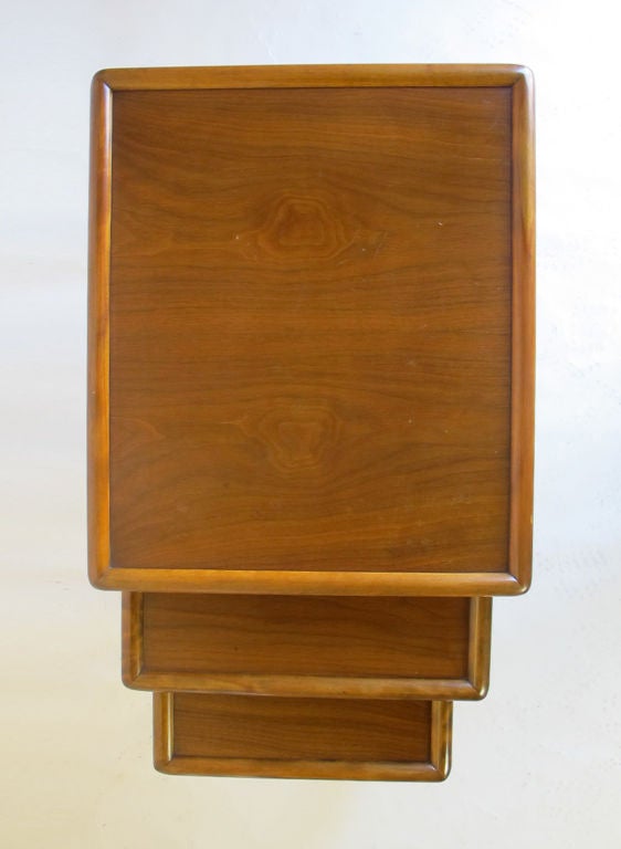 Walnut Set of Three Nesting Tables Designed by T.H. Robsjohn-Gibbings For Sale