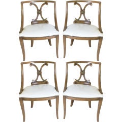 Set of Four Hollywood Regency Style Leather Chairs