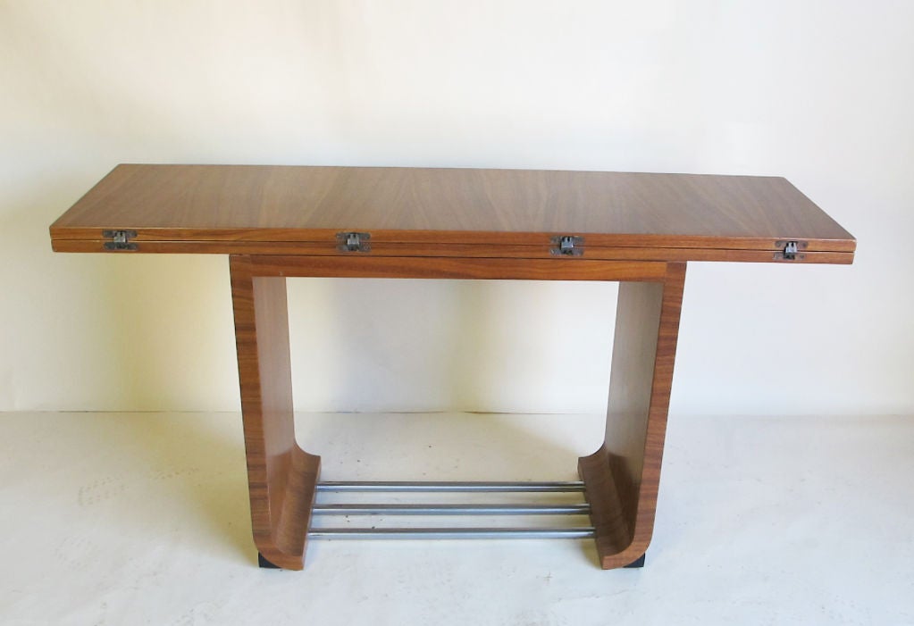 Flip-Top Dining Table Console Designed by Gilbert Rohde For Sale 1