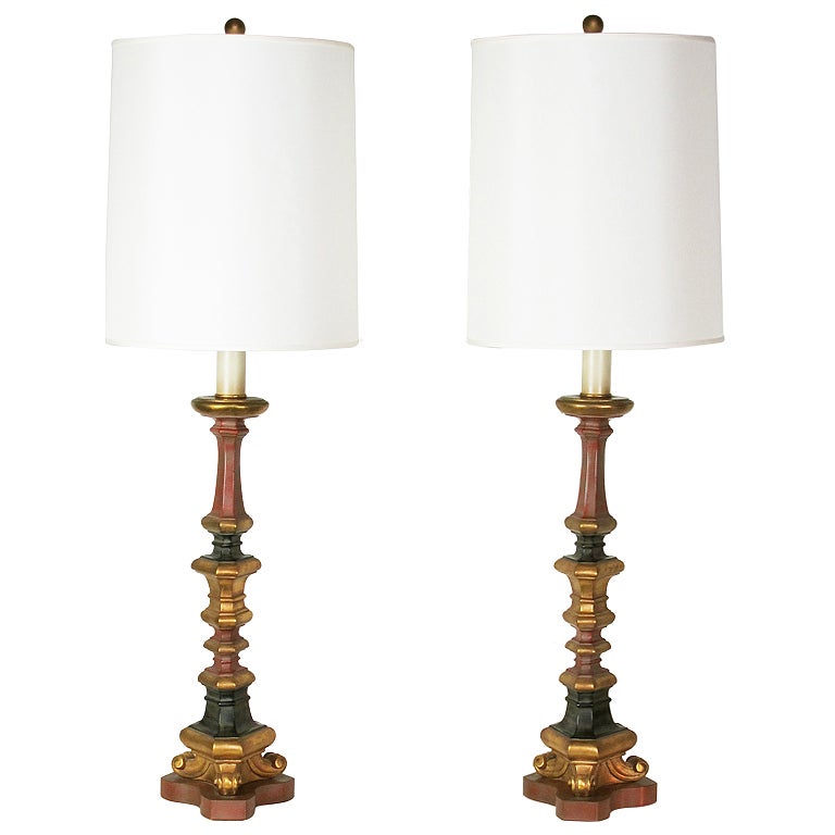 A Pair of Decorative Spanish Revival Lamps For Sale