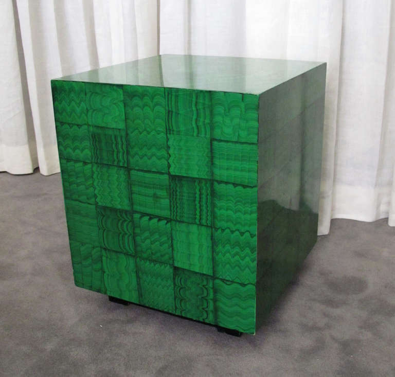 American Fornasetti Style Faux Malachite Table