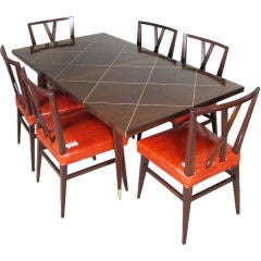 Vintage A Tommi Parzinger-Designed Dining Table and Six Chairs