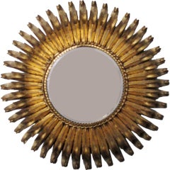 Gilt Metal Round Spanish Eyelash Mirror