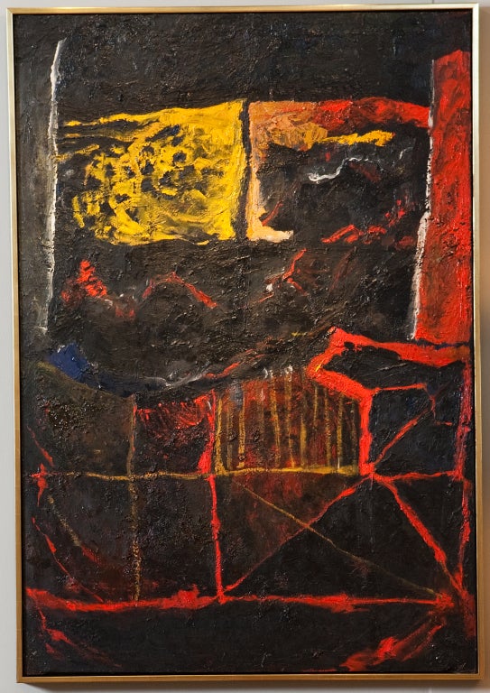 A powerful abstract expressionist oil on canvas by Bay Area artist Ann Morency.  Morency was born in New York City and moved to San Francisco in the early 1950’s.  She married fellow artist Frank Lobdell in 1952.  One of the few female abstract