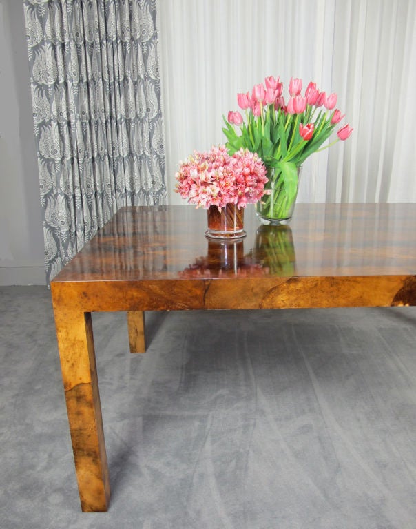 Italian Parchment Parsons Style Dining Table For Sale