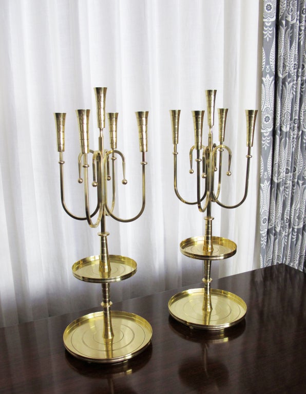 A Dramatic Pair of Candelabra by Tommi Parzinger For Sale 1