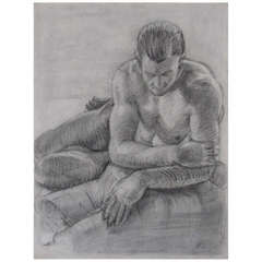 Male Nude Portrait Drawing by Peter Lupori, 1941