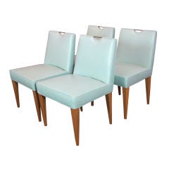 Set of Four Leather Dining Chairs by Edward Wormley for Dunbar