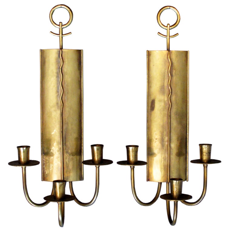 A Pair of Brass Wall Sconces by Hans Grag
