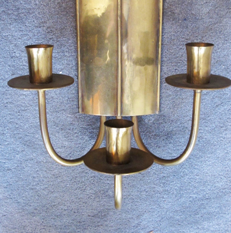 20th Century A Pair of Brass Wall Sconces by Hans Grag