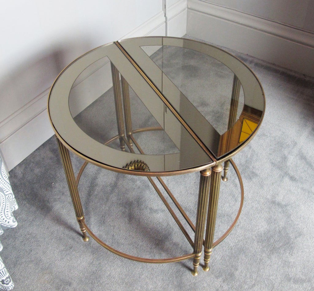 A Pair of Brass Demi Lune Tables 3