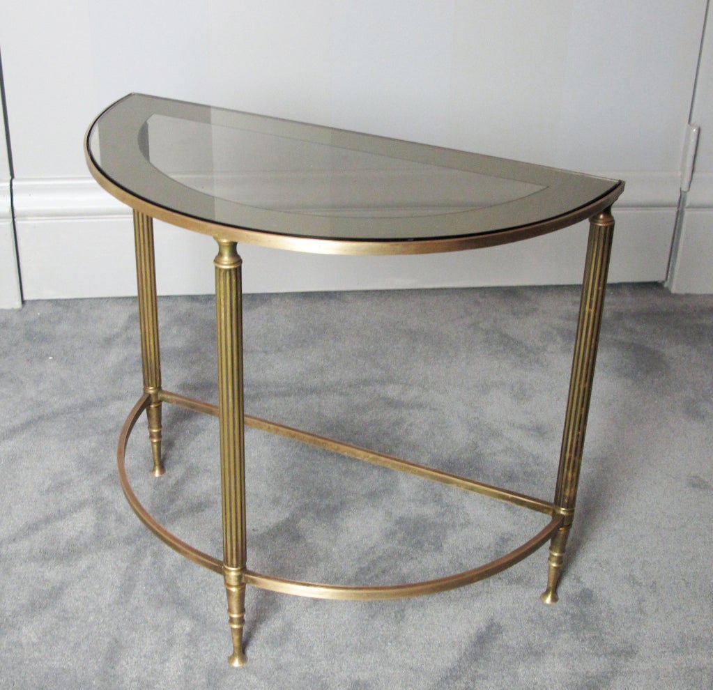 A Pair of Brass Demi Lune Tables 4