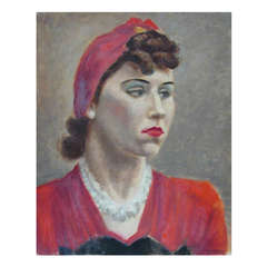 Portrait of a Lady in a Red Dress by Peter Lupori, circa 1940