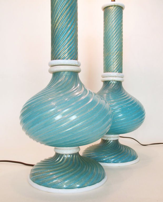 Pair of Murano Glass Lamps by Barovier Et Toso 4