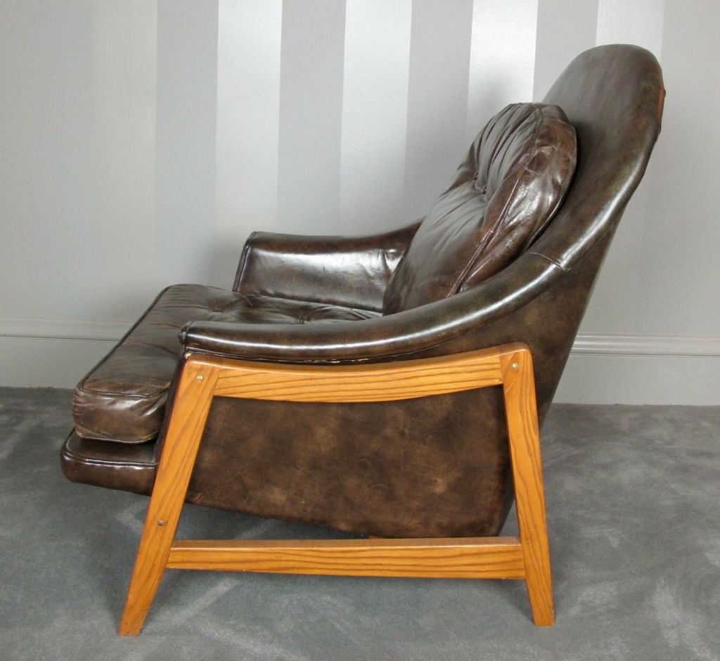 Edward Wormley for Dunbar Leather Janus Chair In Good Condition For Sale In San Francisco, CA