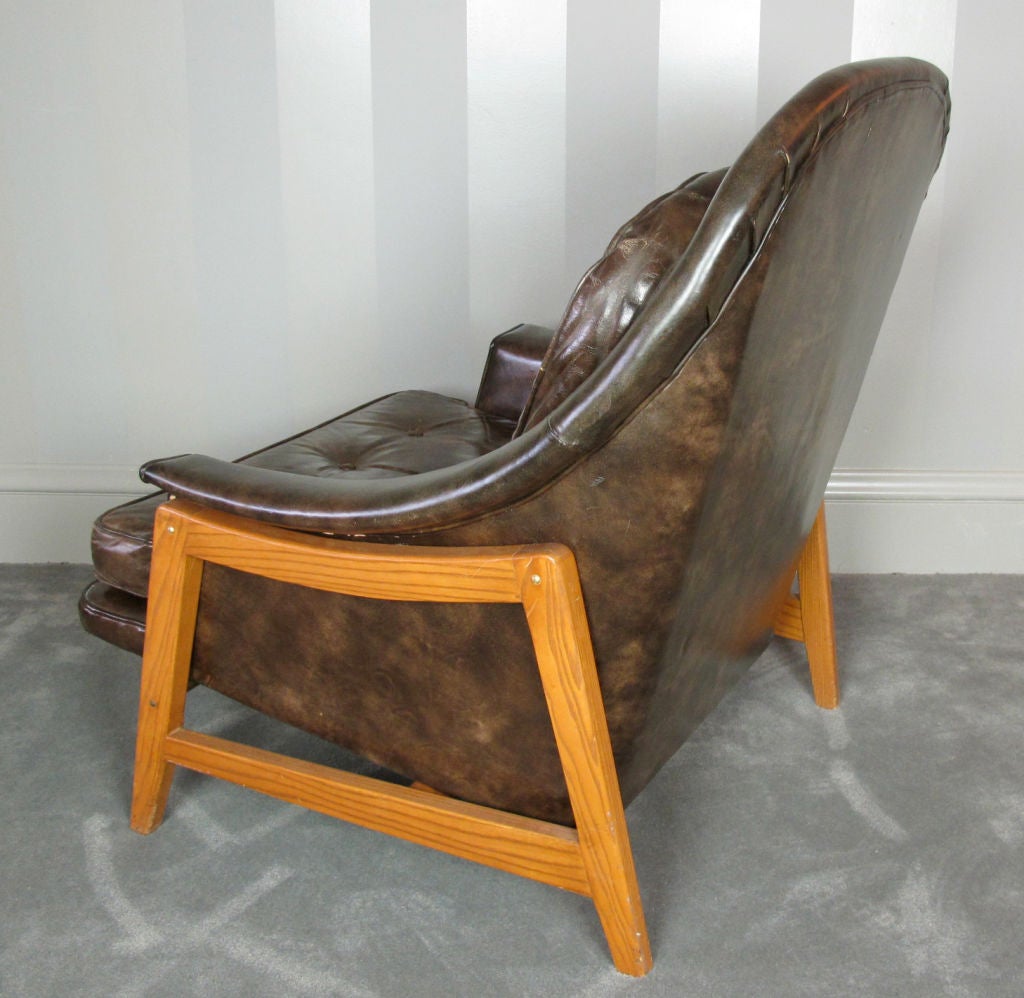 Mid-20th Century Edward Wormley for Dunbar Leather Janus Chair For Sale