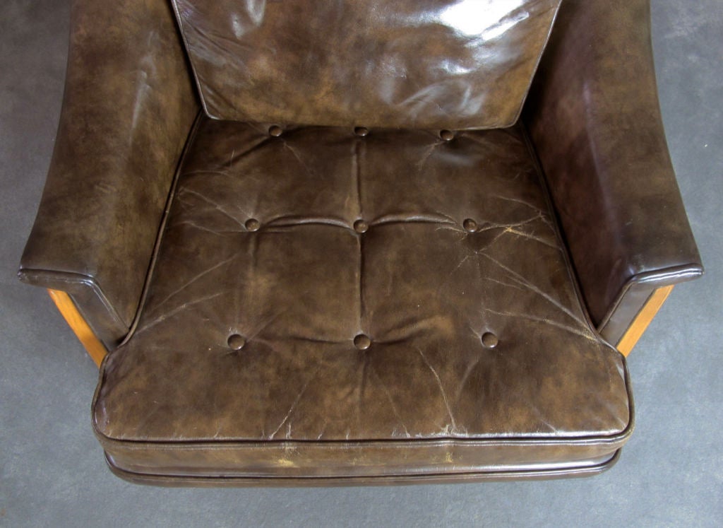 Edward Wormley for Dunbar Leather Janus Chair For Sale 2