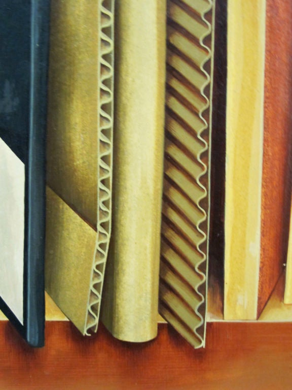 20th Century Woodwork Shelf - Trompe l'oeil Painting by Kennard M. Harris For Sale