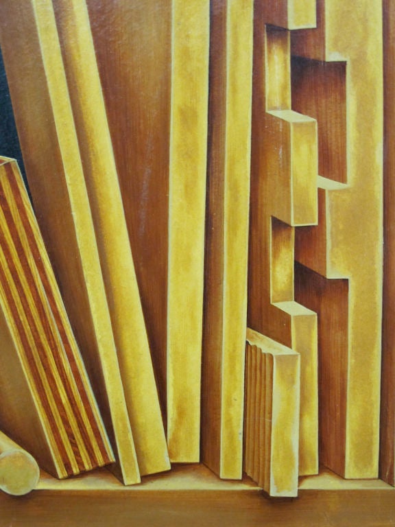 Woodwork Shelf - Trompe l'oeil Painting by Kennard M. Harris For Sale 1