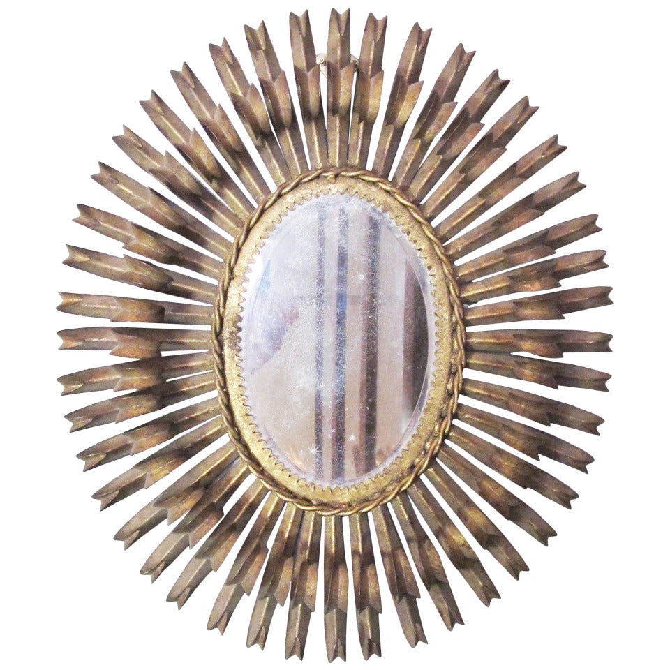 Gilt Metal Oval Spanish Eyelash Mirror